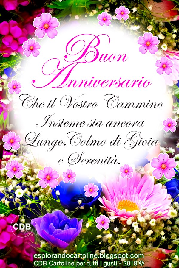 Cdb Cartoline Per Tutti I Gusti Cartolina Buon Anniversario Che Il Vostro Cammino Insieme Sia Ancora Lungo Colmo Di Gioia E Serenita Con Immagine Di Fantastici Fiori Crisantemi E Velo