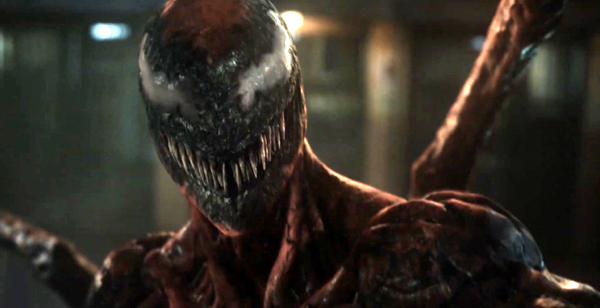 Carnage's terrifying visage in VENOM: LET THERE BE CARNAGE.