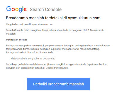 Error Breadcrumb di Google Search Console