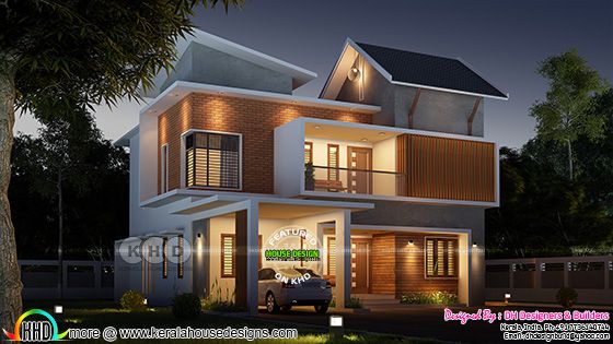 2964 sq-ft house plan in 5 bedroom mixed roof house
