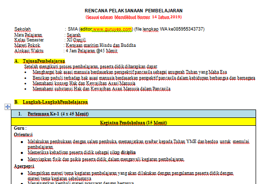 Rpp 1 Lembar Sejarah Sma Smk Kelas 11 Semester 1 Situs Guru