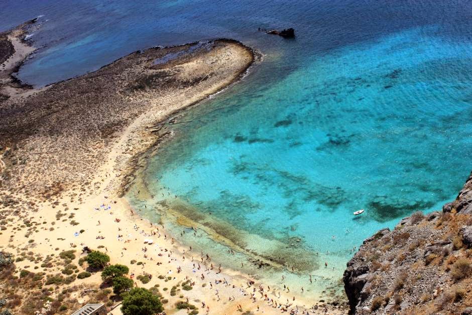 Beach from Gramvoussa castle in Crete