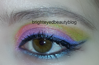 A very, very bright eye look done using the Lime Crime Aquataenia Palette.