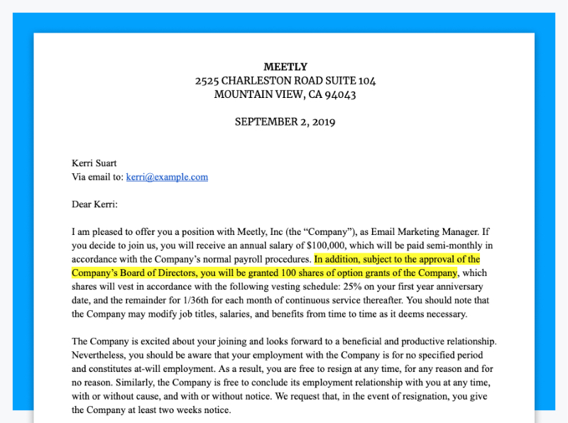 Startup Offer Letter Template ~ Resume Letter
