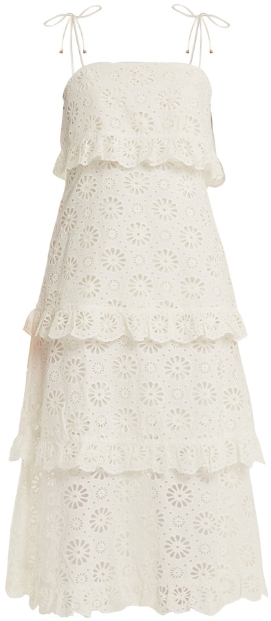 Jewell's Online Mall: ZIMMERMANN Lunmino daisy-embroidered cotton dress by Zimmermann