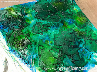 creating the Earth with Texture Paste and paint for mixed media artwork featuring Mother Nature by Jenny James