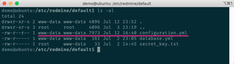 建立Redmine的Configuration檔