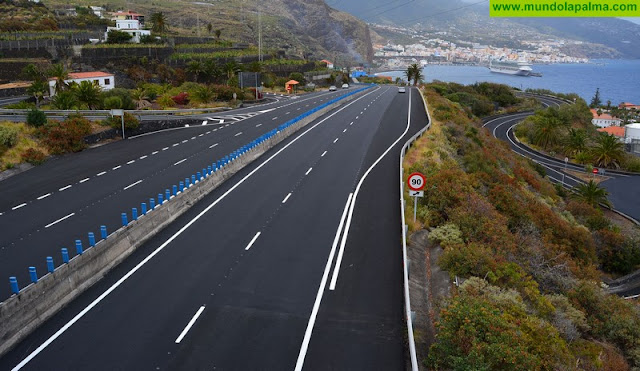 El Cabildo concluye la última fase de repavimentado del eje viario entre el aeropuerto y Santa Cruz de La Palma