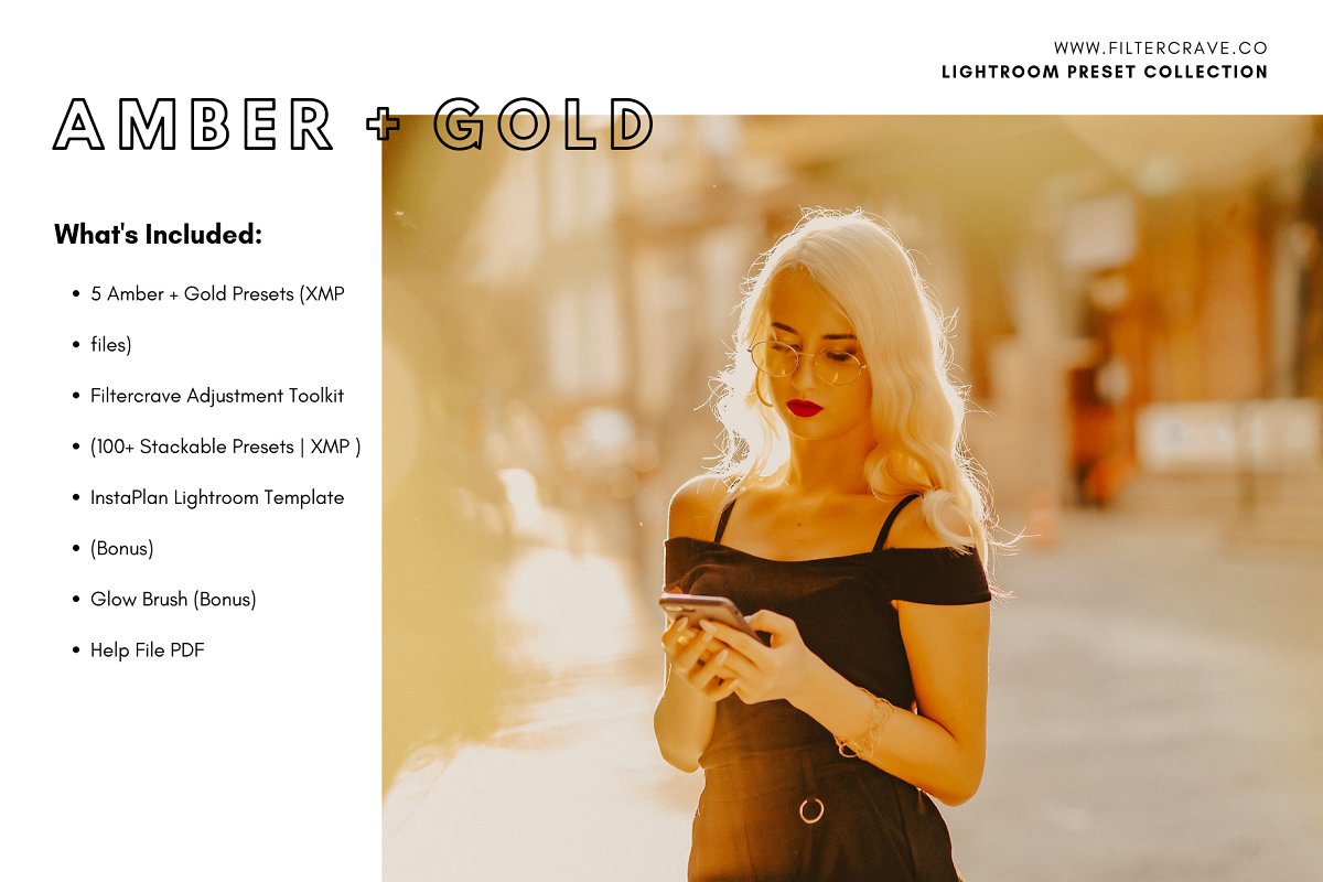 Preset Tone Màu Vàng và Hổ Phách – Amber Gold Presets (XMP)