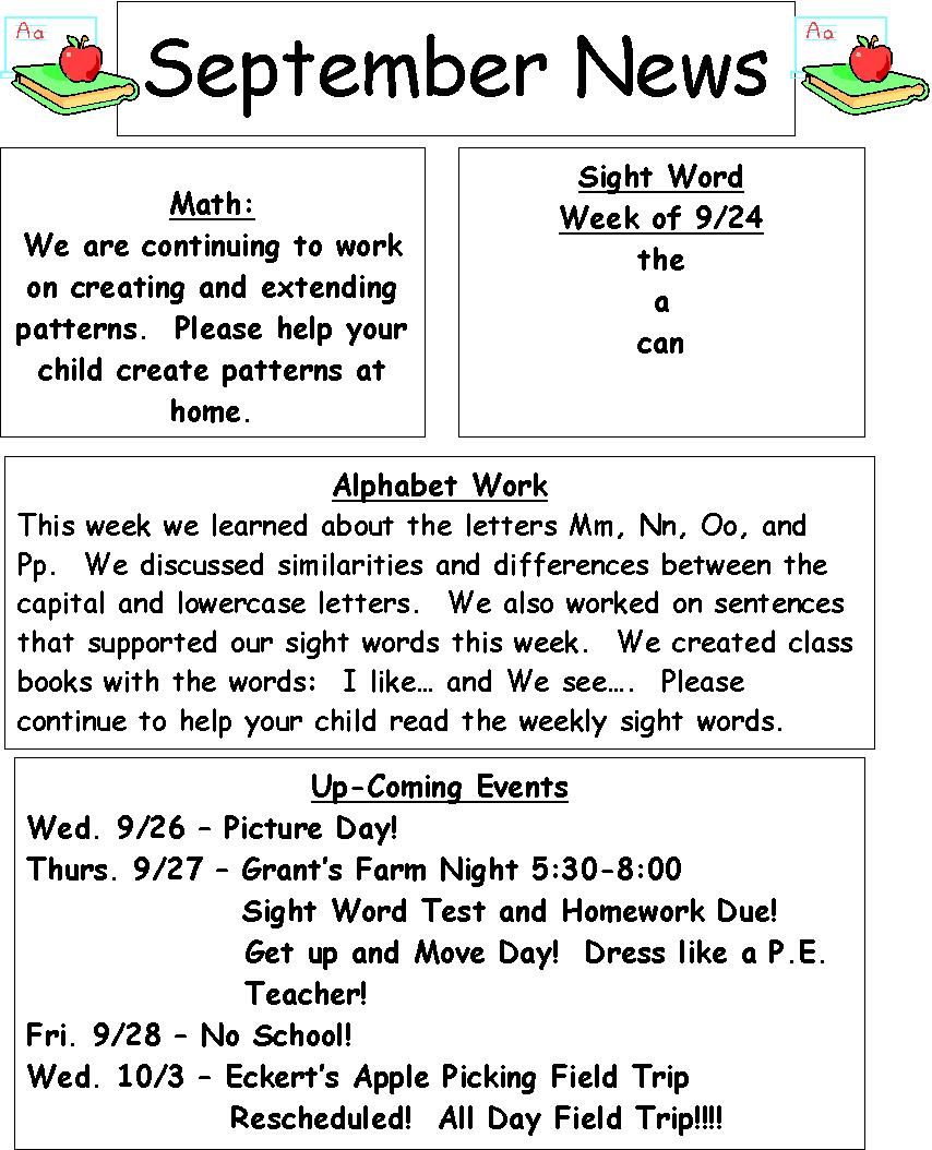 Mrs. Jenkerson's Kindergarten Class: Newsletter