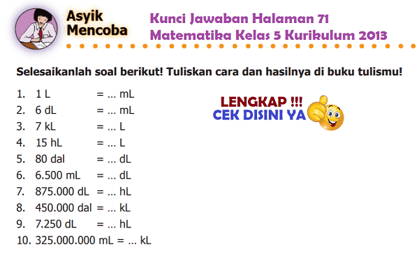 Lengkap Kunci Jawaban Halaman 71 Matematika Kelas 5 Kurikulum 2013 - Simple News Kunci Jawaban Lengkap Terbaru