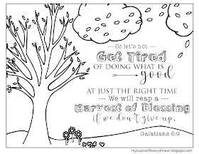 Galatians 6:9 Bible verse coloring page We will reap a harvest of blessing