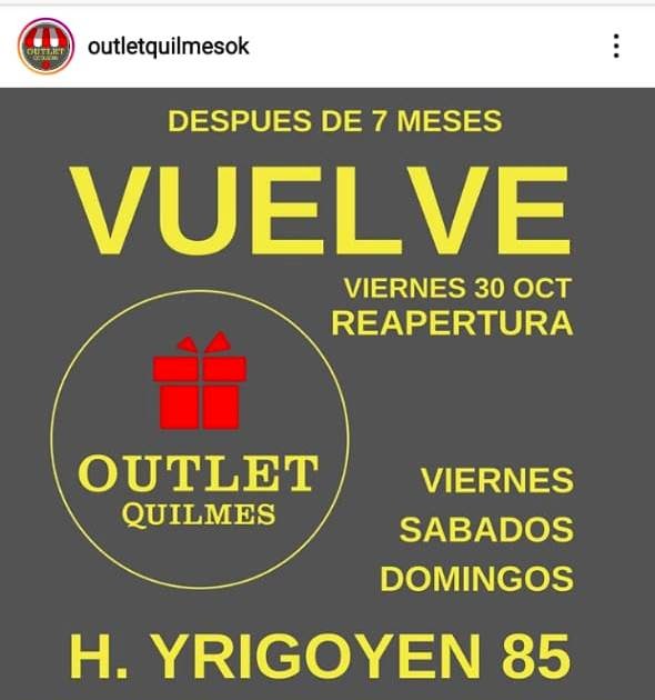 Este viernes reabre el Outlet Quilmes ~ La Mirada de Quilmes Oeste