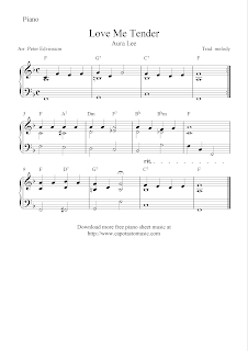 Free Printable Sheet Music: Free easy piano sheet music, Love Me Tender ...