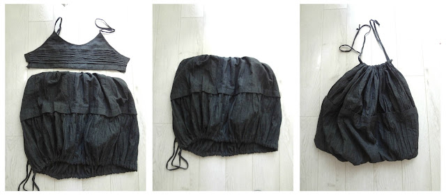 A Bubble Dress into a Yarn Bag - repurpose project