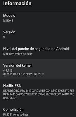 Información de AndroidTV Información de AndroidTV