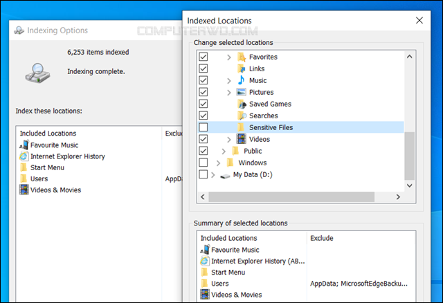 إخفاء ملفات أو مجلدات محددة من نتائج البحث في ويندوز 10 hide-files-from-windows-search Annotation%2B2020-03-15%2B202528