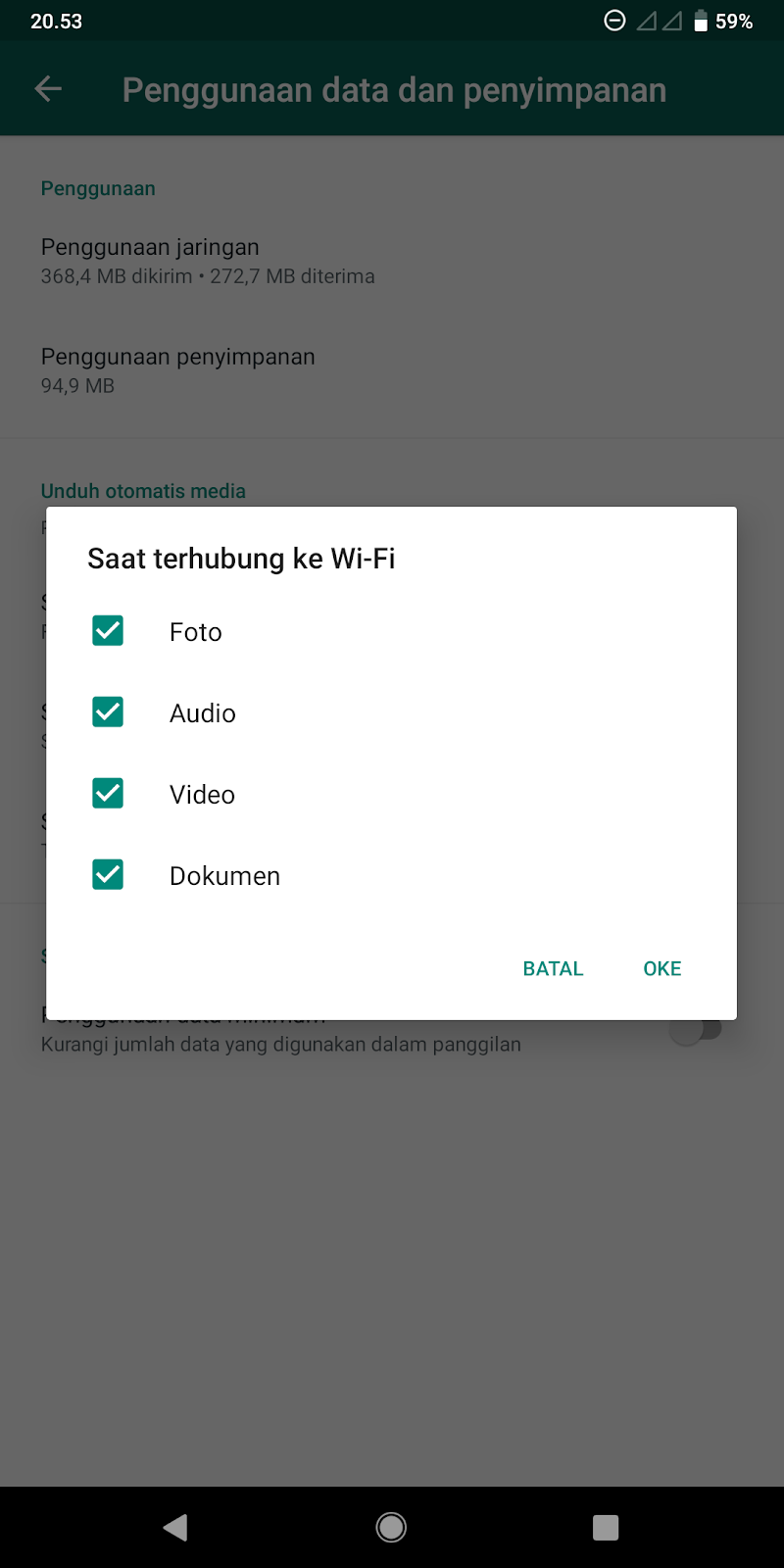 Disable Enable Auto Download Dokumen WhatsApp