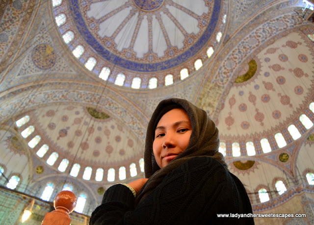 Lady inside Blue Mosque Istanbul