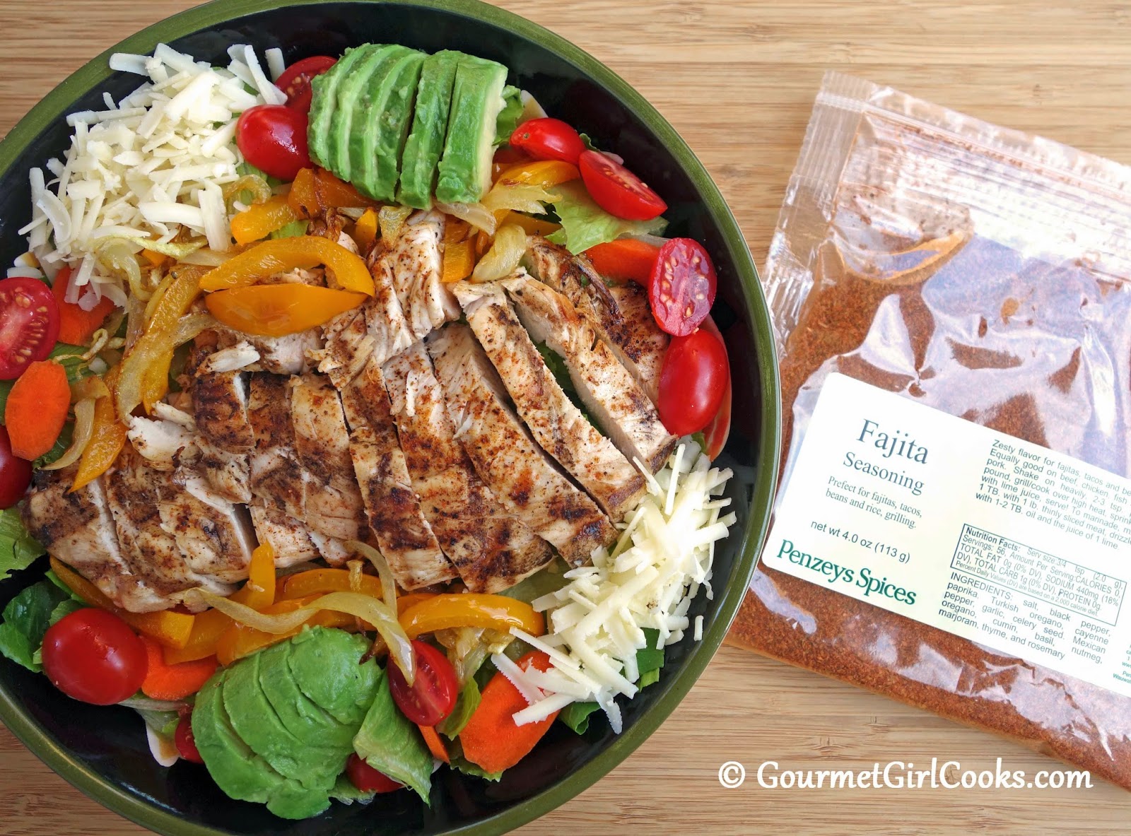 Gourmet Girl Cooks Chicken Fajita Salad Easy, Quick & Low Carb