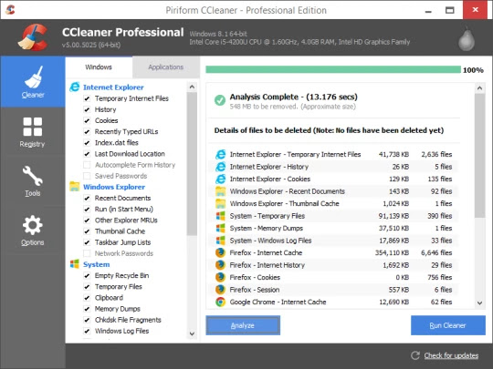 CCleaner to clear disk temp files from full C drive of computer, how to clean c drive