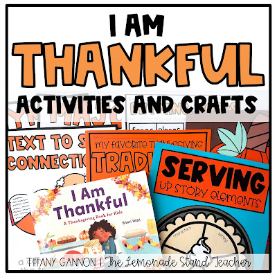 Looking for easy prep November Thanksgiving crafts and activities?!  This resource contains anchor charts, comprehension posters, worksheets, and crafts.  These fun activities are perfect for the story I Am Thankful!