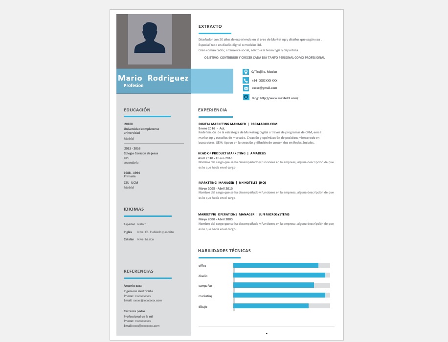 formatos de curriculum vitae en word gratis
