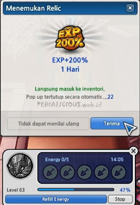 EXP 200% Gratis dari Relic