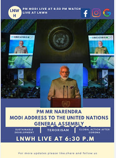 Prime Minister Narendra Modi will deliver a virtual address to the UN General Assembly