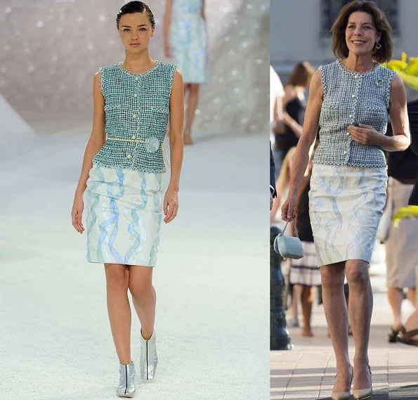 Princess Caroline attended Chanel Jewellery Collection Launch in Monaco. She wore a new top and skirt by Chanel