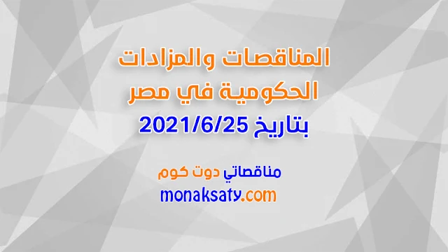 المناقصات والمزادات الحكومية في مصر بتاريخ 2021/6/25