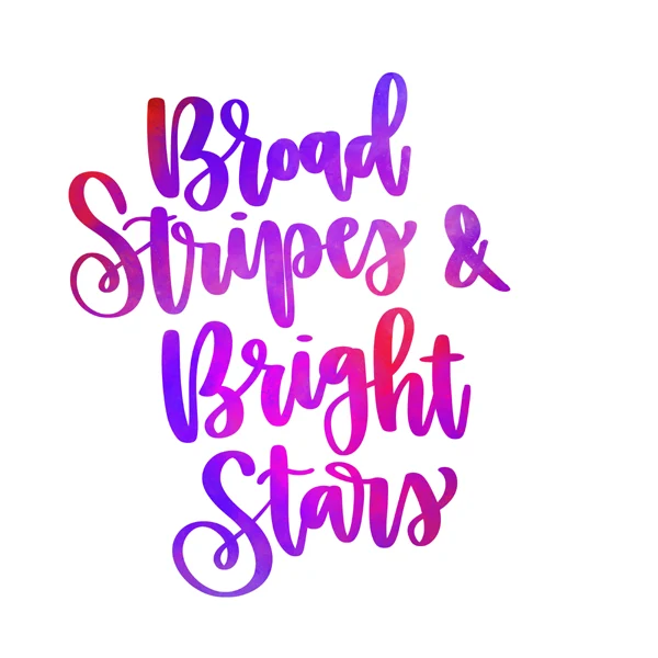 Calligraphy in red and pink: Broad stripes and bright stars