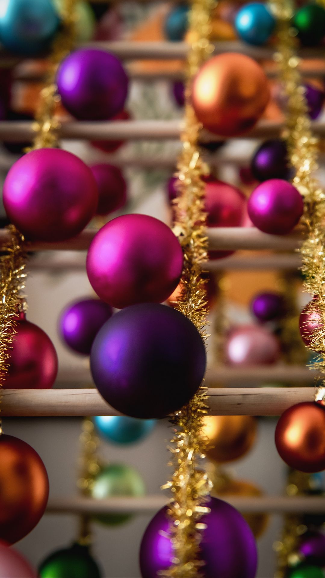 HD Wallpaper Balls, Tinsel, Clorful, Christmas Decorations