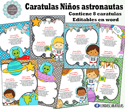 LINDAS CARATULAS: Caratulas niños astronautas