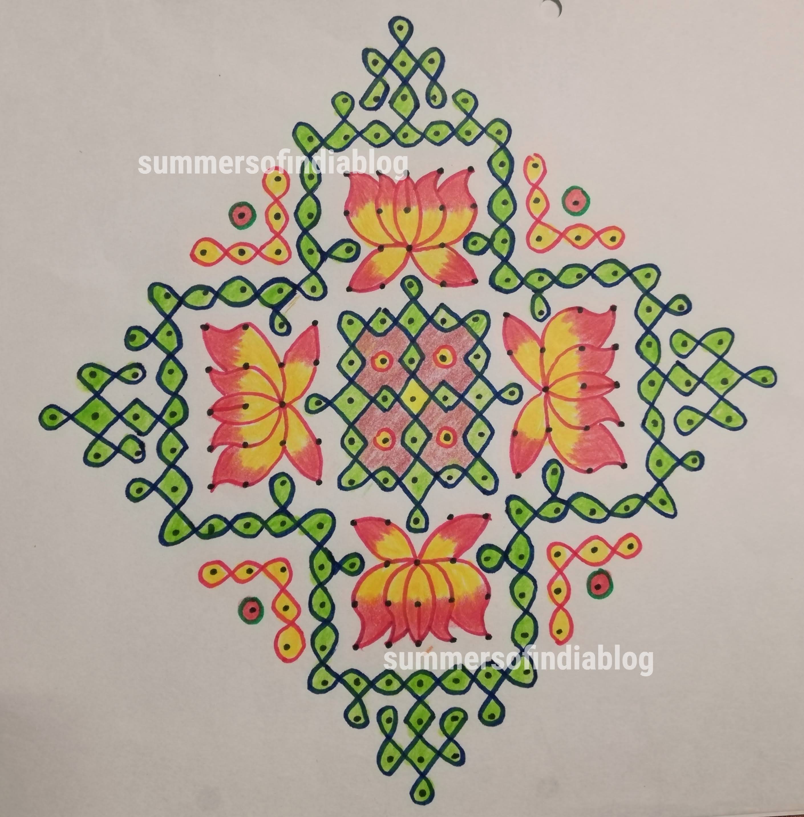 SummersofIndia Lotus Rangoli