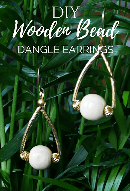 DIY wooden bead dangle earrings