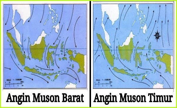 Angin muson barat bertiup di wilayah indonesia mulai bulan
