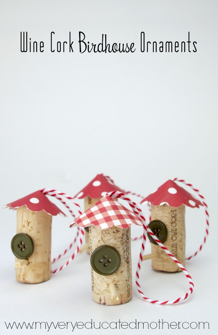 My Very Educated Mother Wine Cork Birdhouse Ornaments