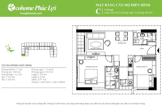 Mặt bằng Eco Home Phúc đồng long biên sàn căn hộ điển hình