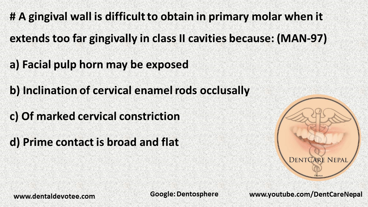 Dentosphere World of Dentistry A gingival wall is difficult to
