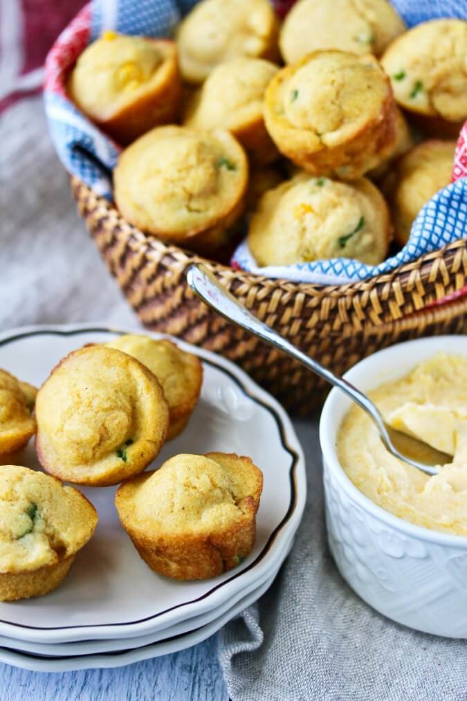 Jalapeño Chile Corn Bread Muffins with Cheddar Butter