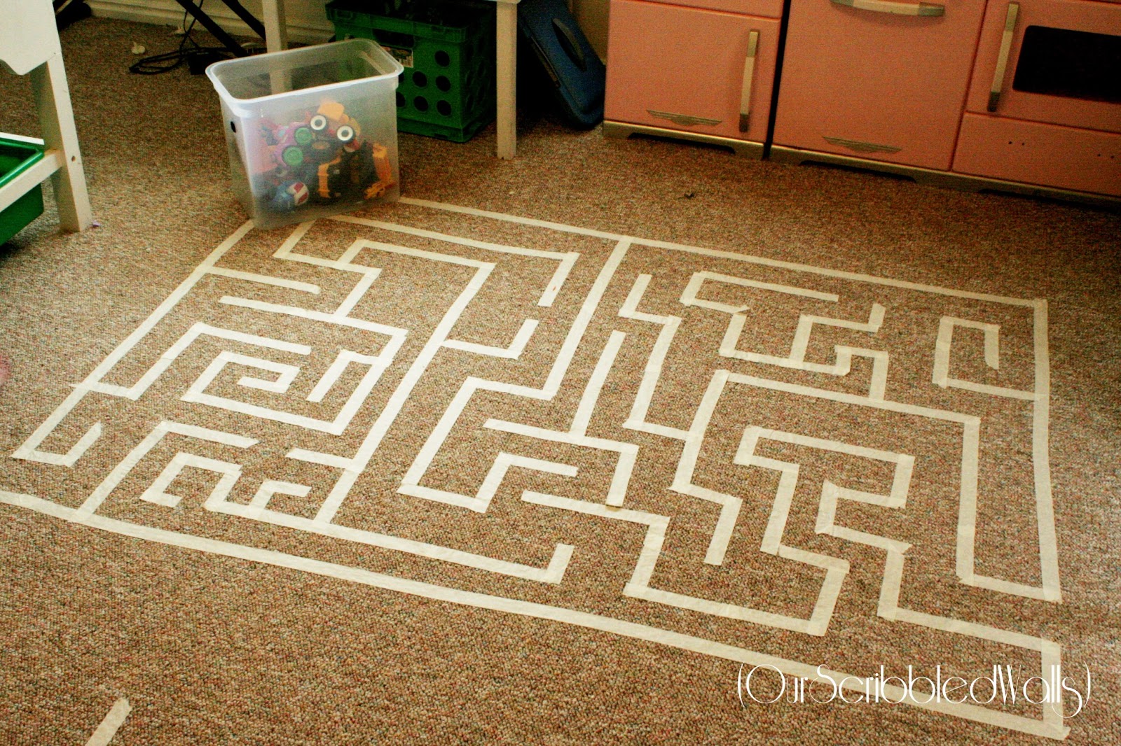 Our Scribbled Walls Masking Tape Maze