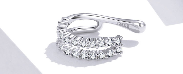 個性風雙層鋯石 925純銀耳骨夾(單只)