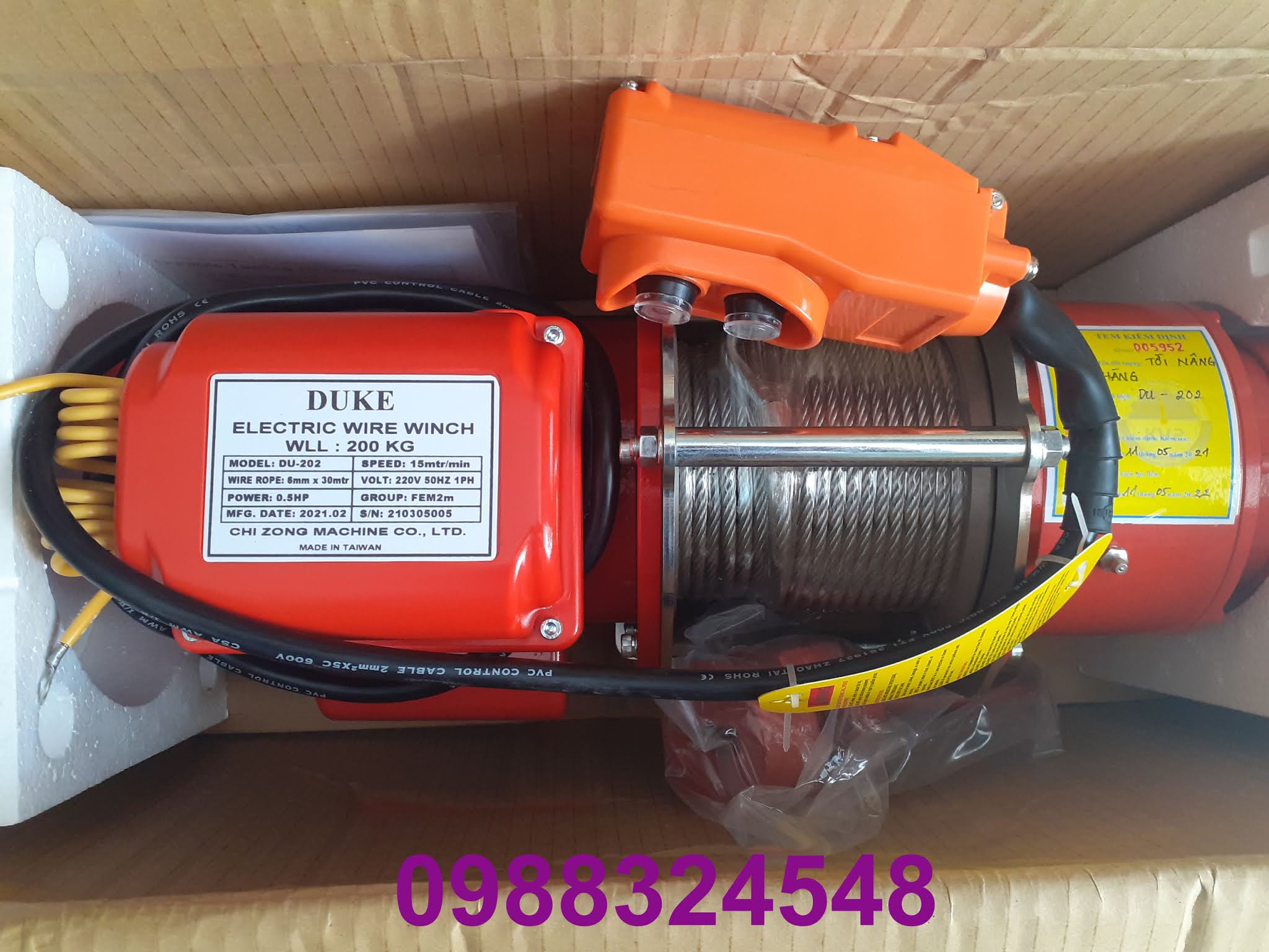 Tời cáp điện 200kg Duke DU-202 / DU-202 Duke Electric Wire Rope Winch
