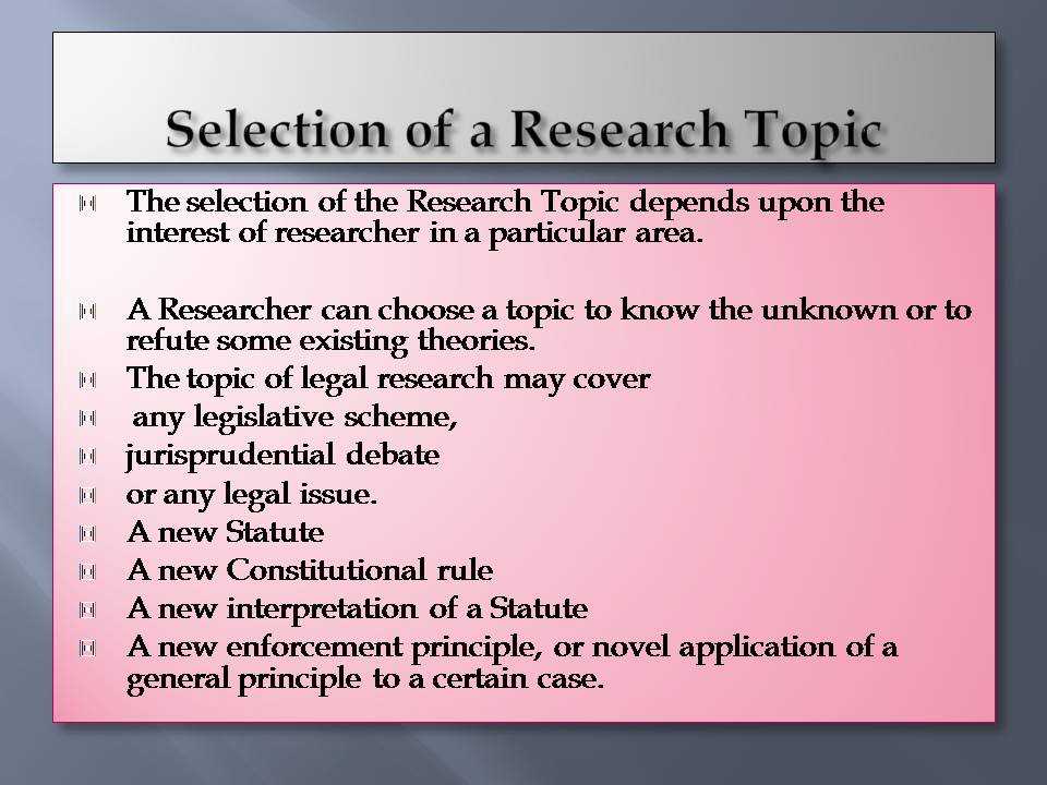 importance of topic selection in research