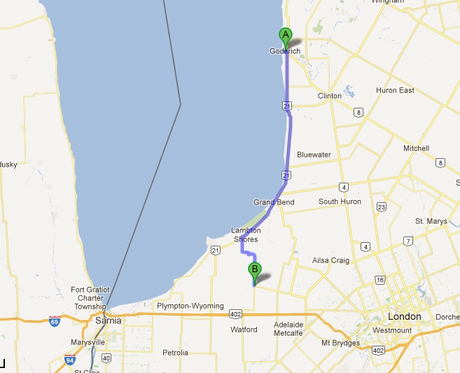 Our Awesome Travels On the road Goderich to Arkona Ontario.