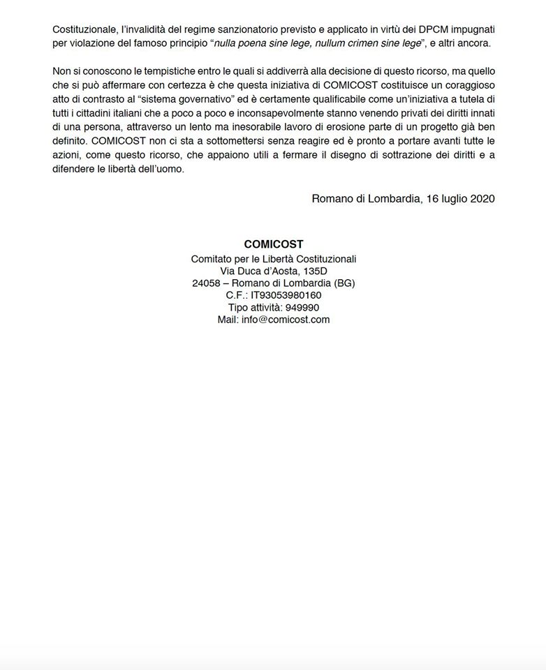 Informare Senza Censure Dpcm coronavirus, Incostituzionali....