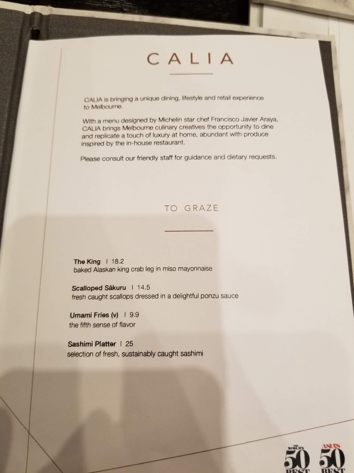 Pmonster Calia Melbourne Emporium Menu