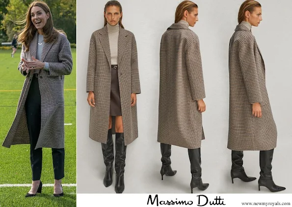 Kate Middleton wore Massimo Dutti Handcrafted checked wool coat