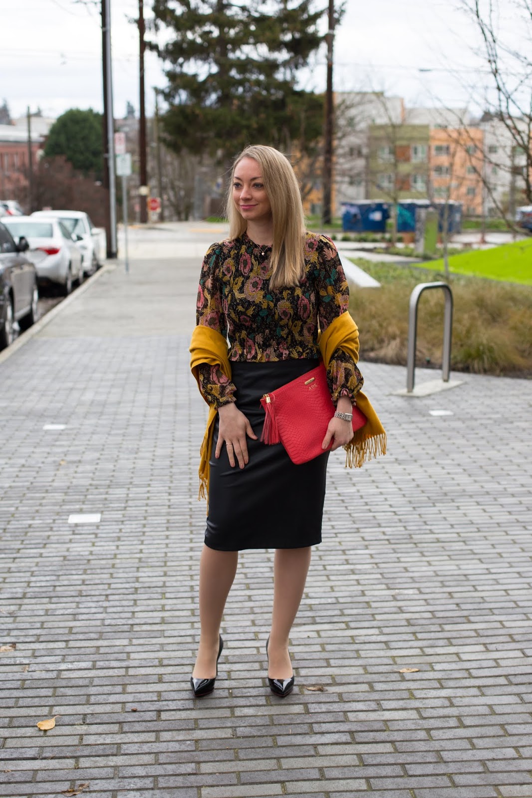 Valentine's Day Outfit Idea: Dark Florals + Faux Leather